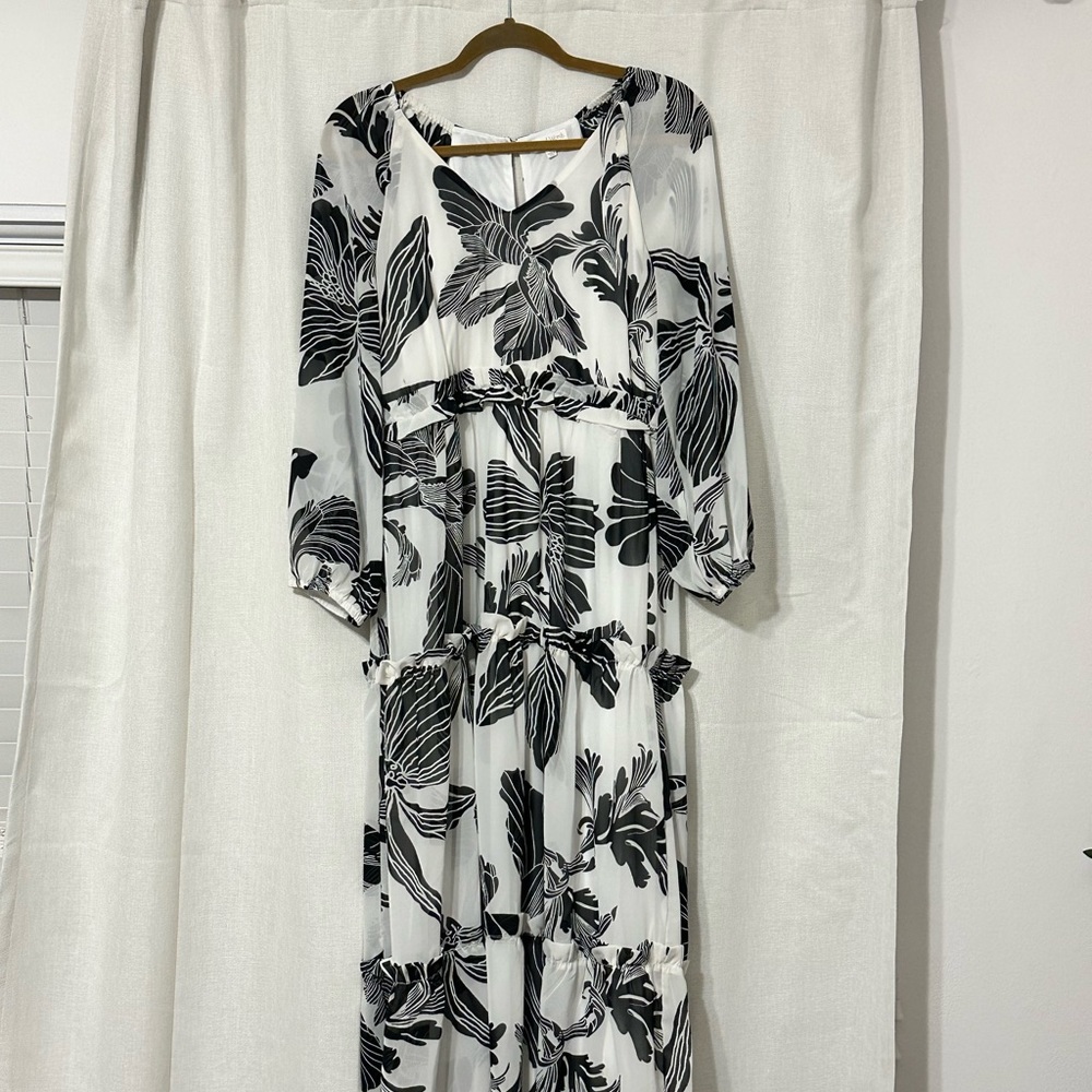 Black and white floral maxi dress